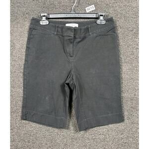 White House Black Market Bermuda Shorts Womens 6 Black Stretch Mid Rise Raw Hem